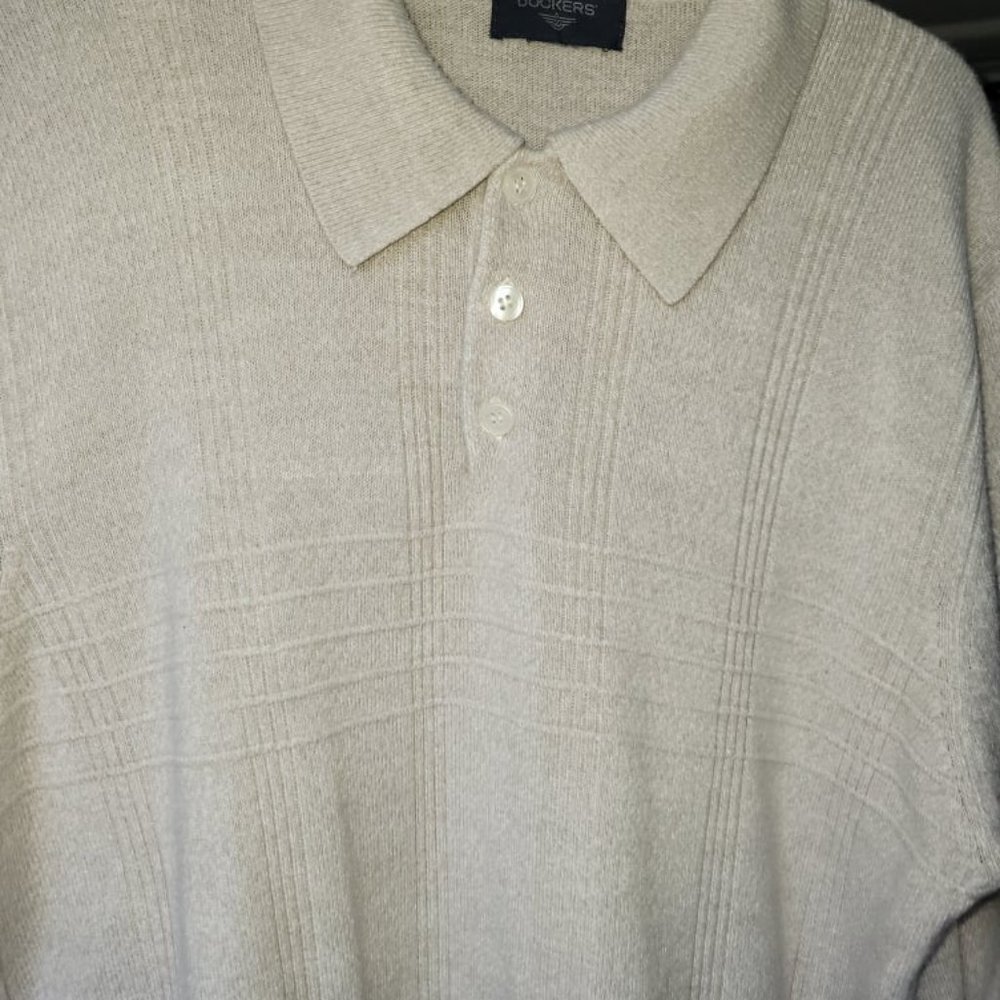 Dockers Men Polo Sweater 3 Button Long  Sleeve SOFT - Picture 4 of 6
